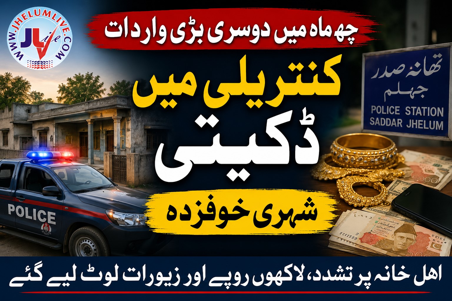Graphic representation of police investigation after a major robbery incident in Kantarili village, Jhelum