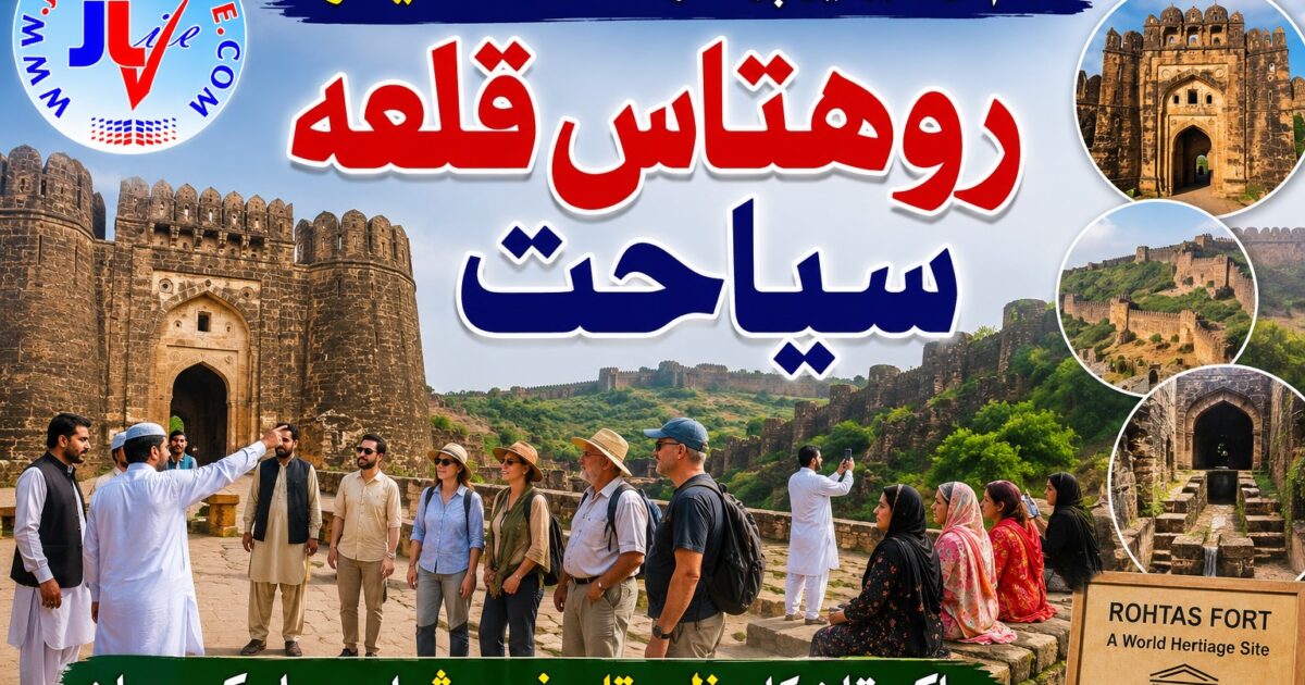 ضلع جہلم میں واقع تاریخی قلعہ روہتاس کا مرکزی دروازہ اور فصیل