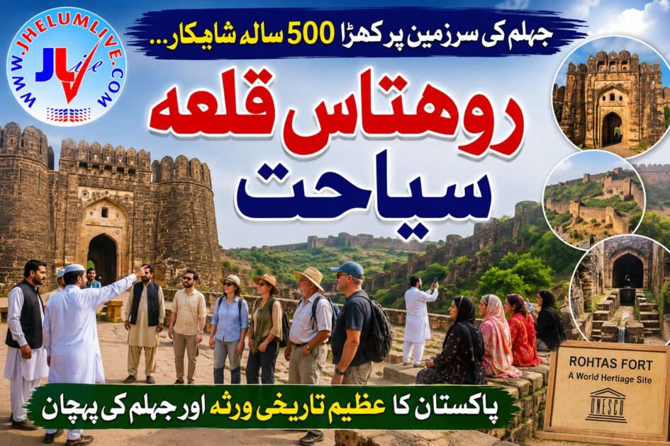 ضلع جہلم میں واقع تاریخی قلعہ روہتاس کا مرکزی دروازہ اور فصیل