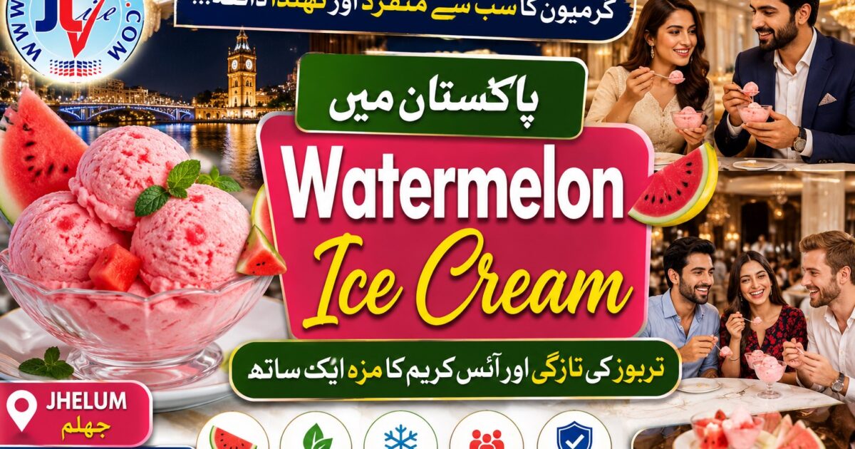 A scoop of refreshing homemade pink watermelon ice cream in Pakistan