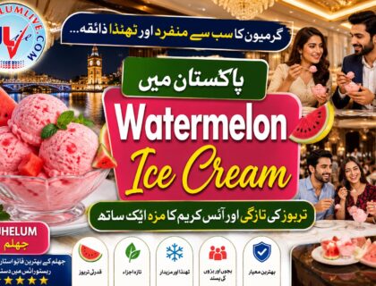 A scoop of refreshing homemade pink watermelon ice cream in Pakistan