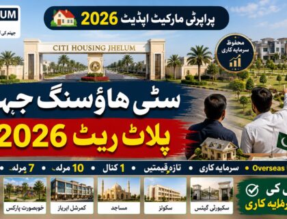 2026 میں سٹی ہاؤسنگ جہلم کے 5 مرلہ، 7 مرلہ، 10 مرلہ اور ایک کنال پلاٹوں کے تازہ ریٹ اور سرمایہ کاری کی معلومات