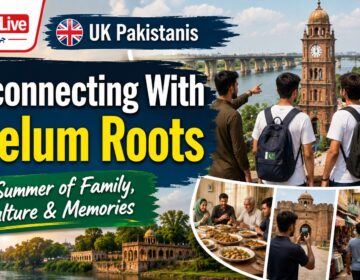 UK-born Pakistani youth visiting Jhelum during summer, meeting family, exploring local culture and reconnecting with their roots.