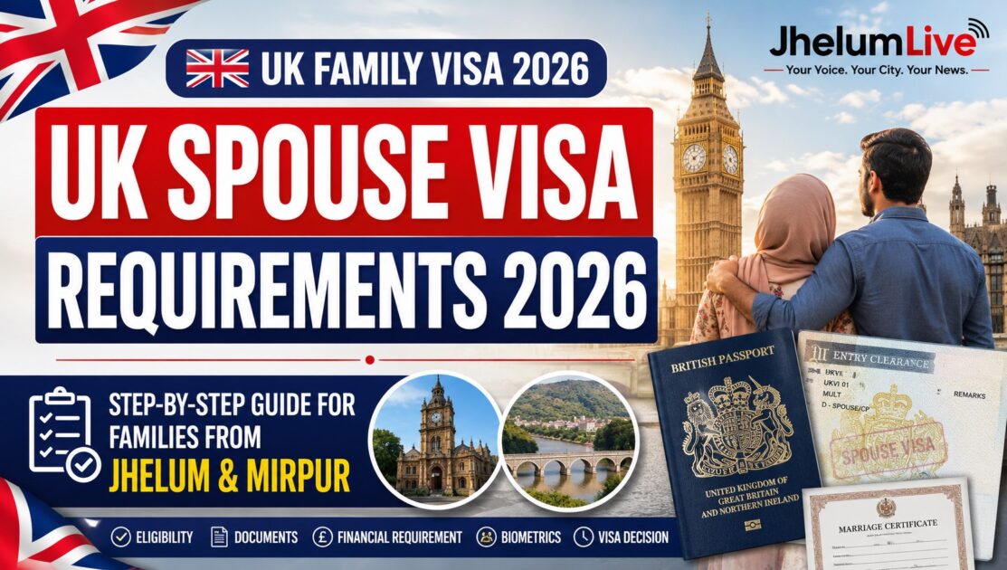 UK Spouse Visa application checklist and requirements for families in Jhelum and Mirpur.
