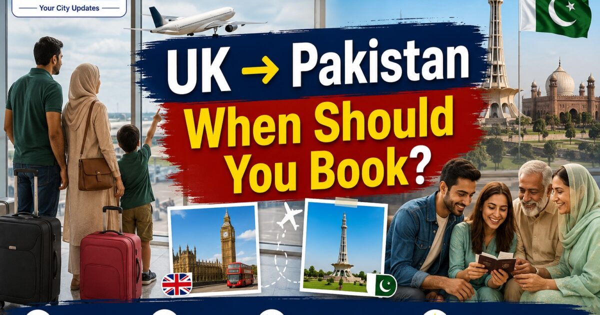 Passengers at a UK airport preparing to board a flight to Pakistan during the Summer 2026 holiday season.