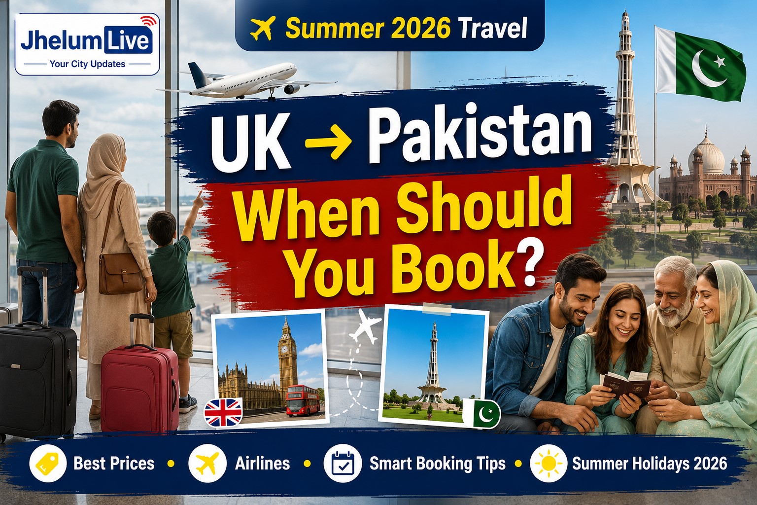 Passengers at a UK airport preparing to board a flight to Pakistan during the Summer 2026 holiday season.